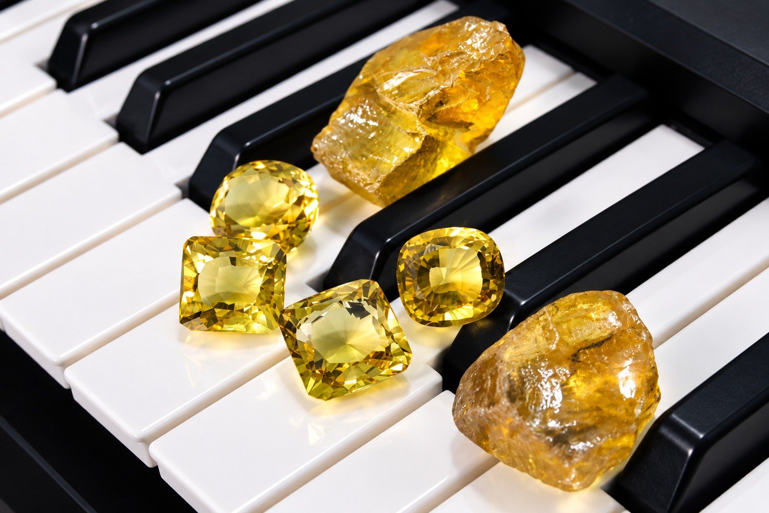 Yellow gemstone under examination